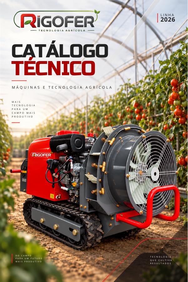 Capa do catálogo técnico de máquinas Rigofer, linha 2026